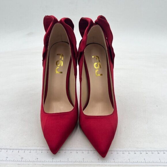 FSJ Women Retro Pointed Toe Slip on Comfort High Thin Heel Satin Pumps Stiletto - Picture 3 of 7